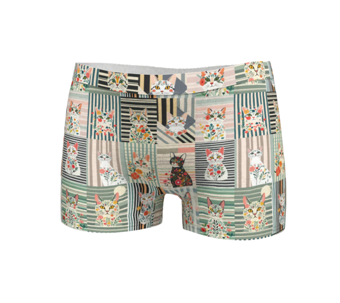 Boxer shorty à rayures douces style chat