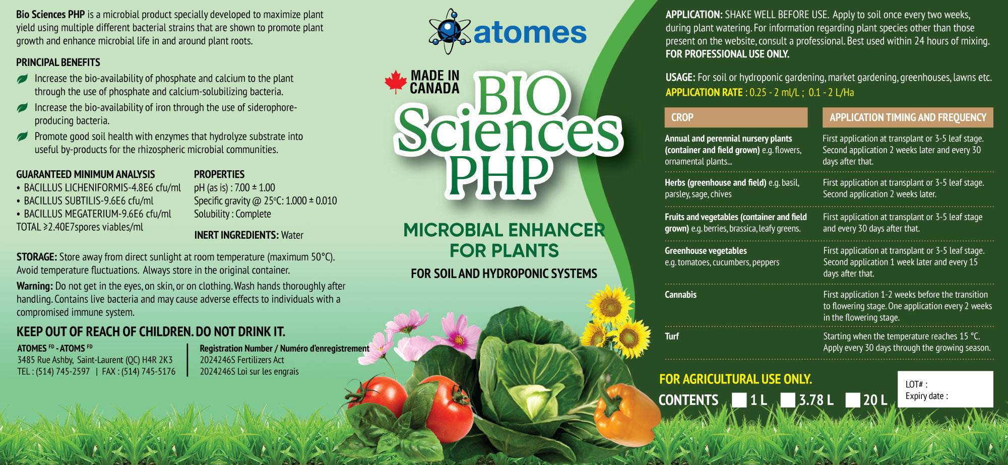 BIO SCIENCES PHP, Engrais liquide organique et biologique, sans OGM, sans produits chimiques - Taux de dilution 1:100