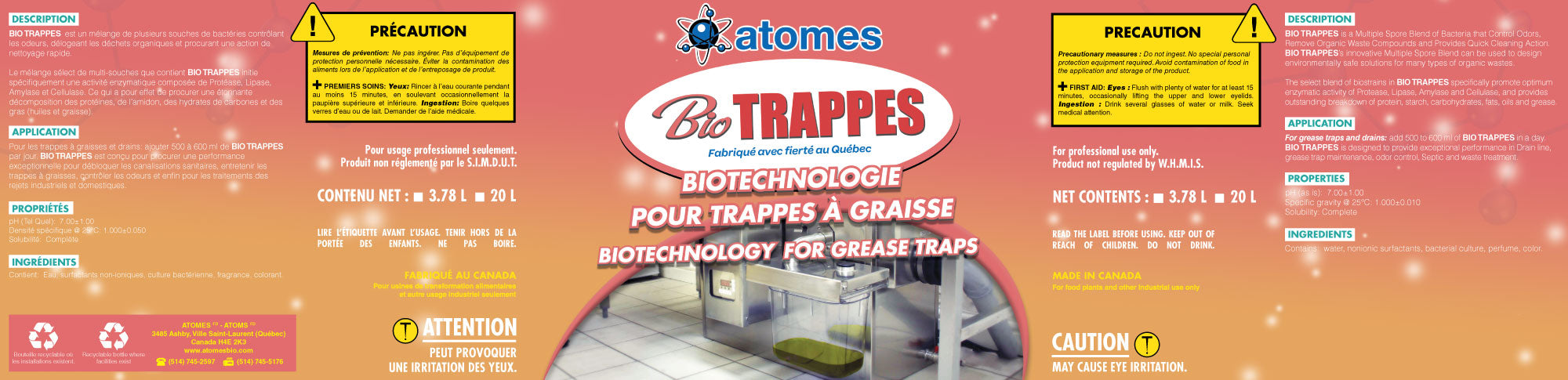 BIO TRAPPES - Enzymes biologiques pour le nettoyage des canalisations et le contrôle des odeurs dans les fosses septiques, les bacs à graisse, les véhicules récréatifs, les canalisations, respectueux de l'environnement