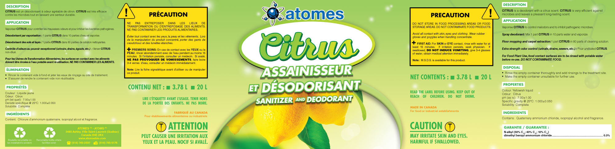 CITRUS - Nettoyant germicide assainissant et déodorant