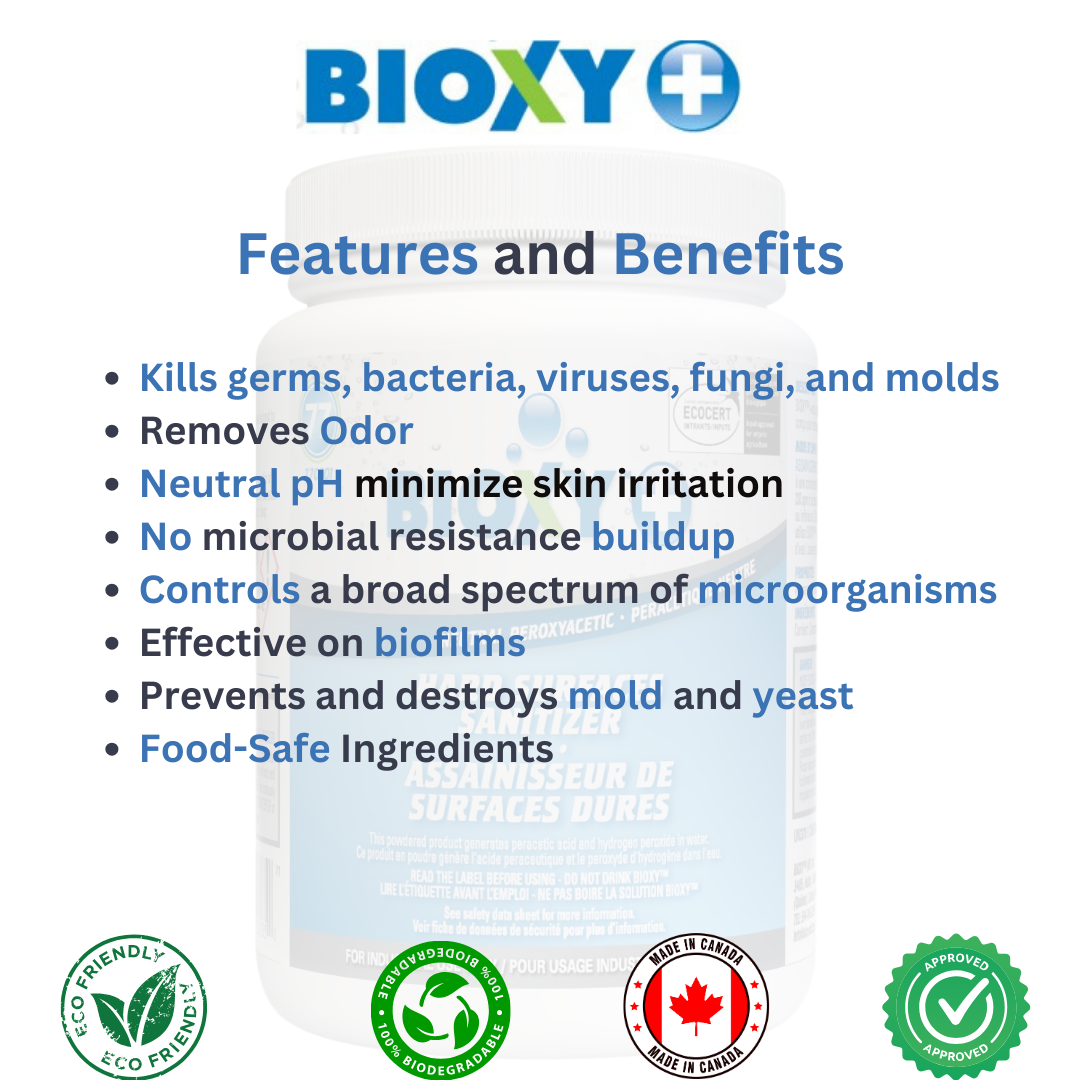 BIOXY PLUS - Désinfectant de surface, acide peracétique, breveté, poudre