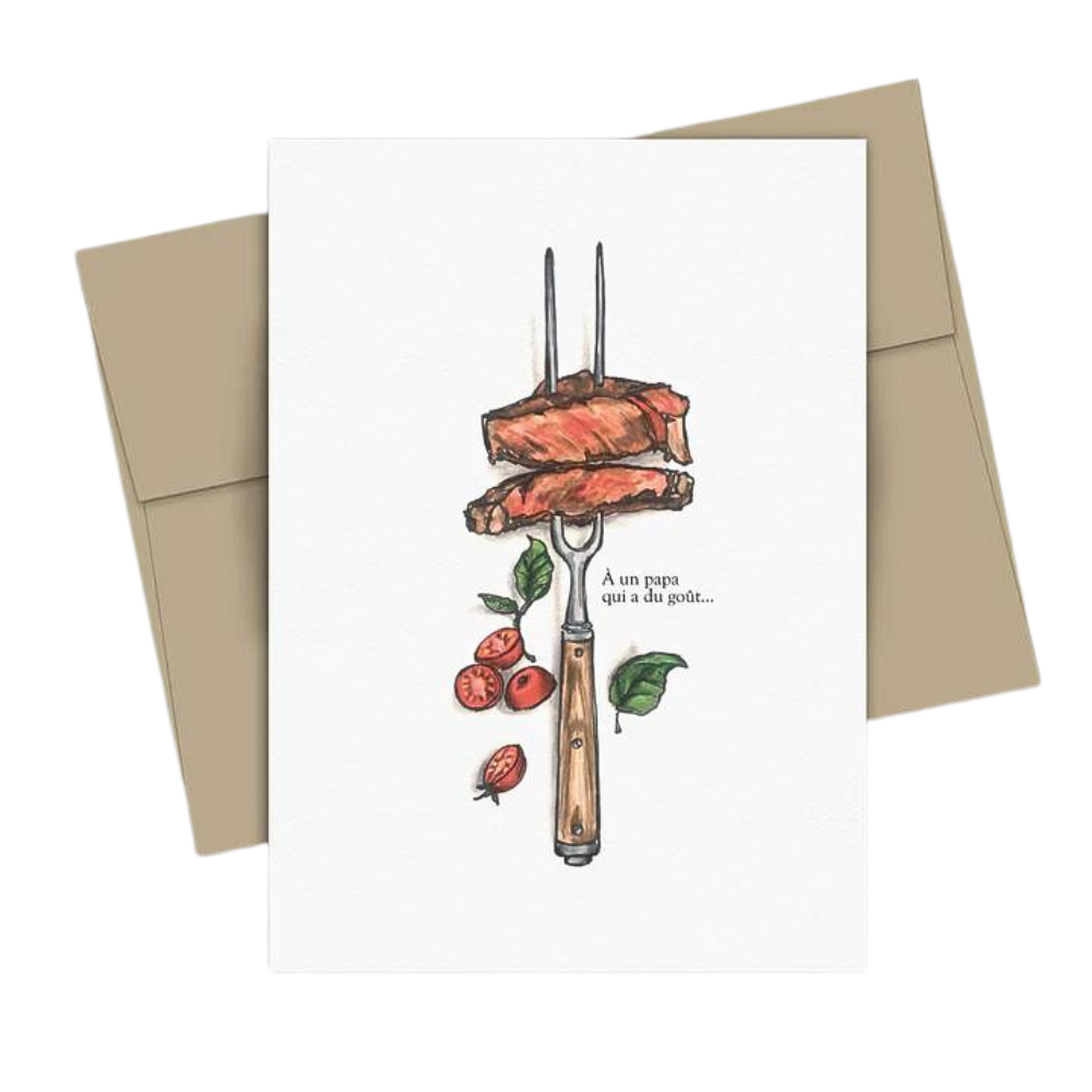 Carte de souhaits - Fête des pères - BBQ Fourchette & Viande