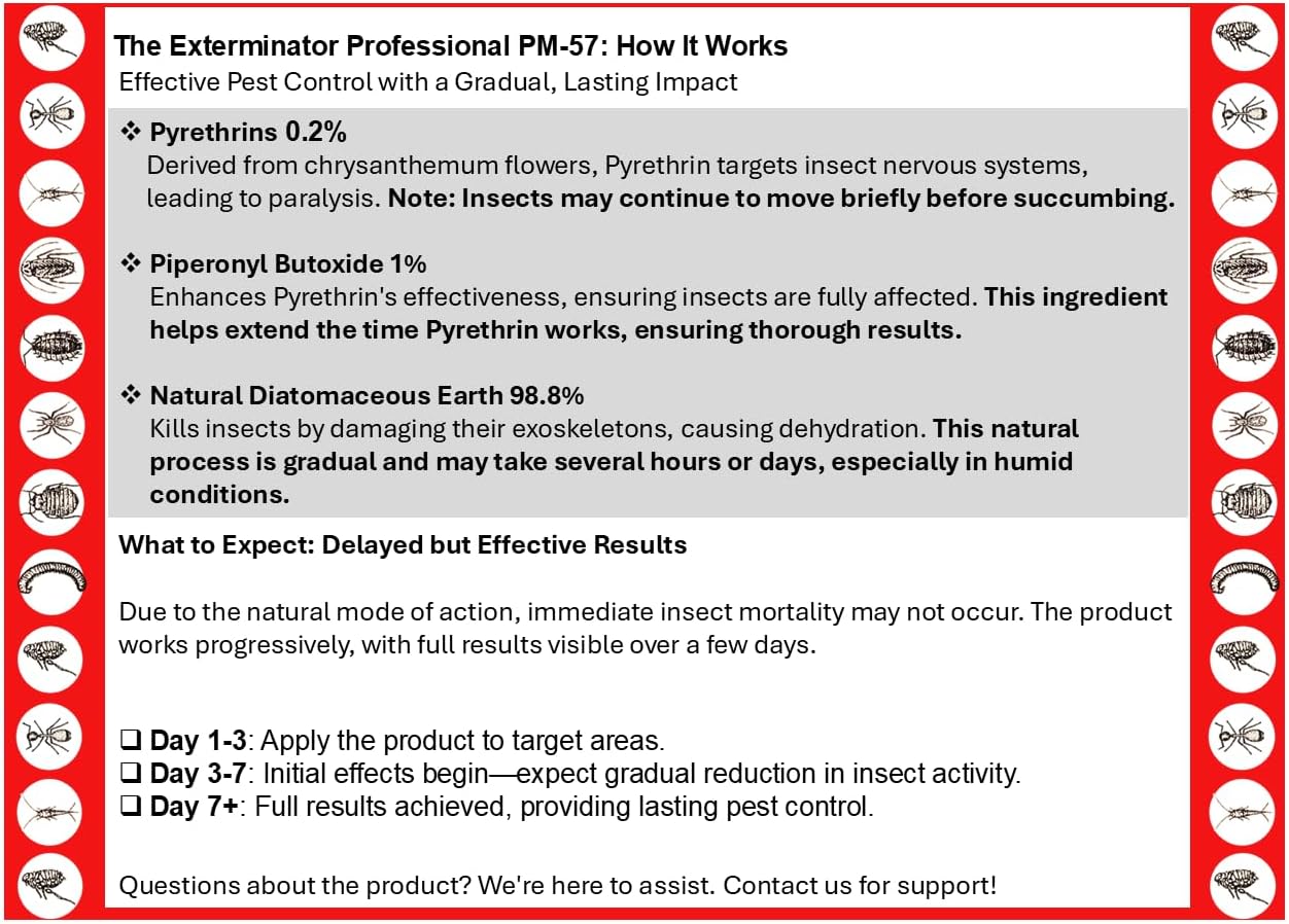 L'EXTERMINATEUR PM-57 - Insecticide Professionnel Prêt à l'emploi, Intérieur & Extérieur, Poudre 200g