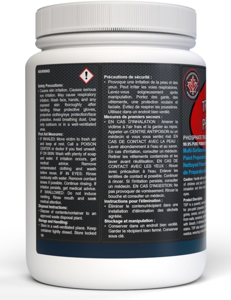 Phosphate trisodique (TSP) | Poudre concentrée | Pureté à 99,9 % | Nettoyant, dégraissant et agent de préparation avant peinture multi-surfaces | 1 kg