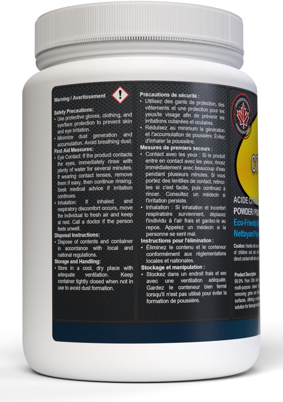 ACIDE CITRIQUE | Nettoyant multi-usages pour aliments | Nettoyant et désodorisant pour lave-vaisselle | Détartrant anticalcaire | Détachant antirouille | 1 kg